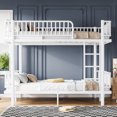 thumbnail image 3 of Harper & Bright Designs Queen over Queen Bunk Bed with Ladders and Guardrail, Metal Bunk Bed Frame with Safety Round-Pipe Design, Can Transformed into 2 Platform Bed, Light White, 3 of 16