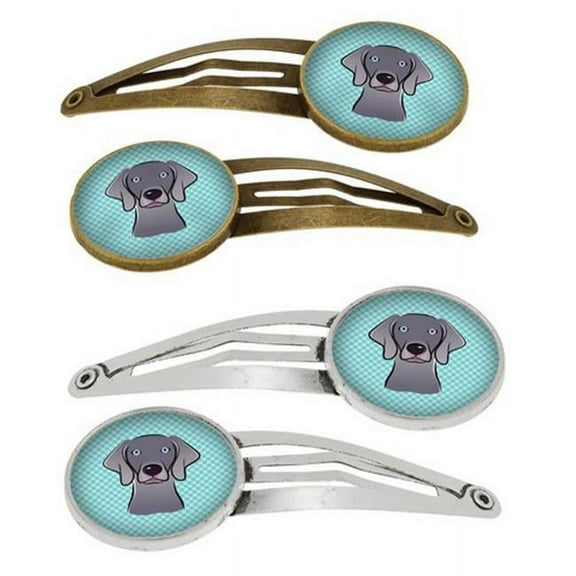 Carolines Treasures BB1169HCS4 Checkerboard Blue Weimaraner Barrettes Hair Clips, Set of 4