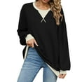 thumbnail image 1 of Womens Long Sleeve T Shirts Casual Crew Neck Color Block Tunic Tops Loose Basic Top, 1 of 8