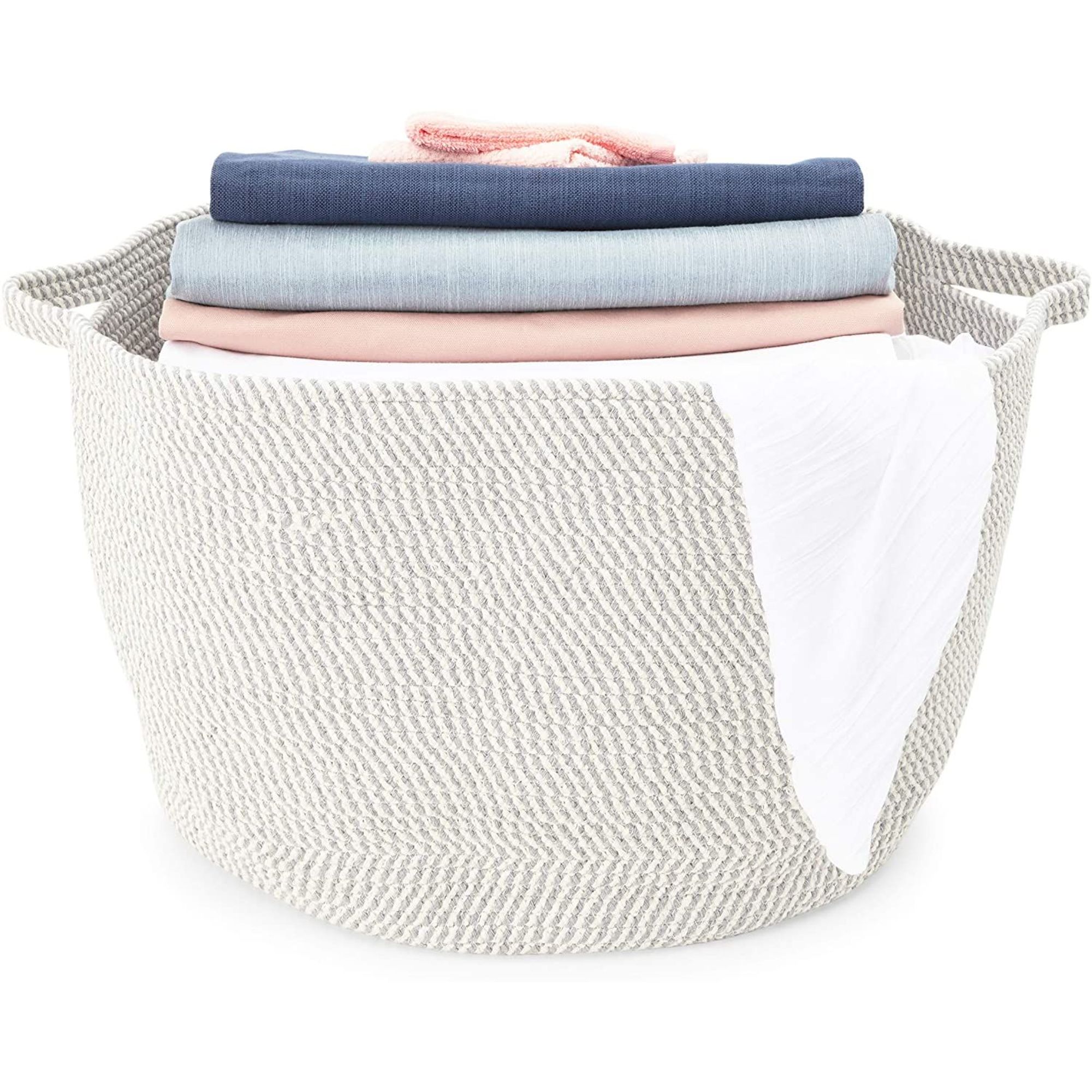 Juvale 20" Large Round Cotton Rope Soft Storage Basket and Bins with