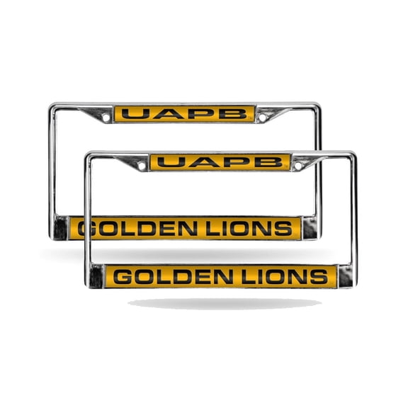 Arkansas Pine Bluff Golden Lions NCAA (Set of 2) Chrome Metal Laser Cut License Plate Frame