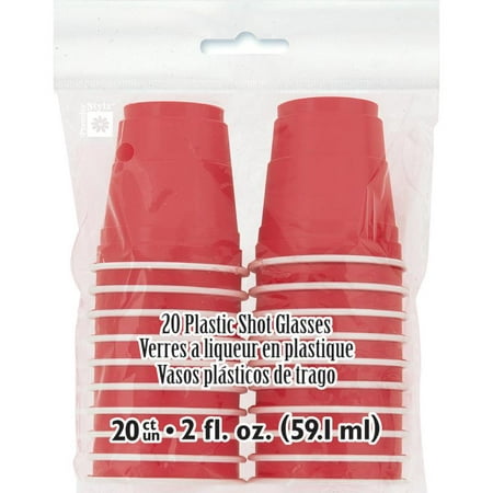 (3 Pack) Mini Party Cup Shot Glasses, 2 oz, Red,