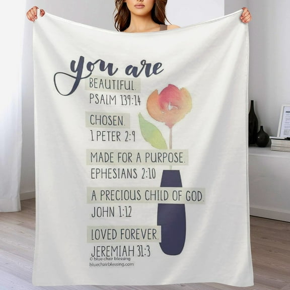 Bible Verses Psalm 139 14 Throw Blanket Inspirational Prayers Quotes Flannel Blanket Soft Sofa Decor Blanket Gifts for Women Men 50"x60"