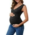 thumbnail image 4 of INSPIRE CHIC Women's Mother's Days 2 Pack Crossover Ruched Maternity Sleeveless Basic Shirt Breastfeeding Tank Nursing Tops Small 2pack Black, 4 of 6