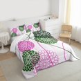 thumbnail image 3 of Homewish Geometric Dahlia Floral Queen Comforter Set,Waves Stripe Lines Bedding Sets,Pink Green White Bedding Comforter Set For Adults,Super Cozy Room Decor,3-Piece, 3 of 8