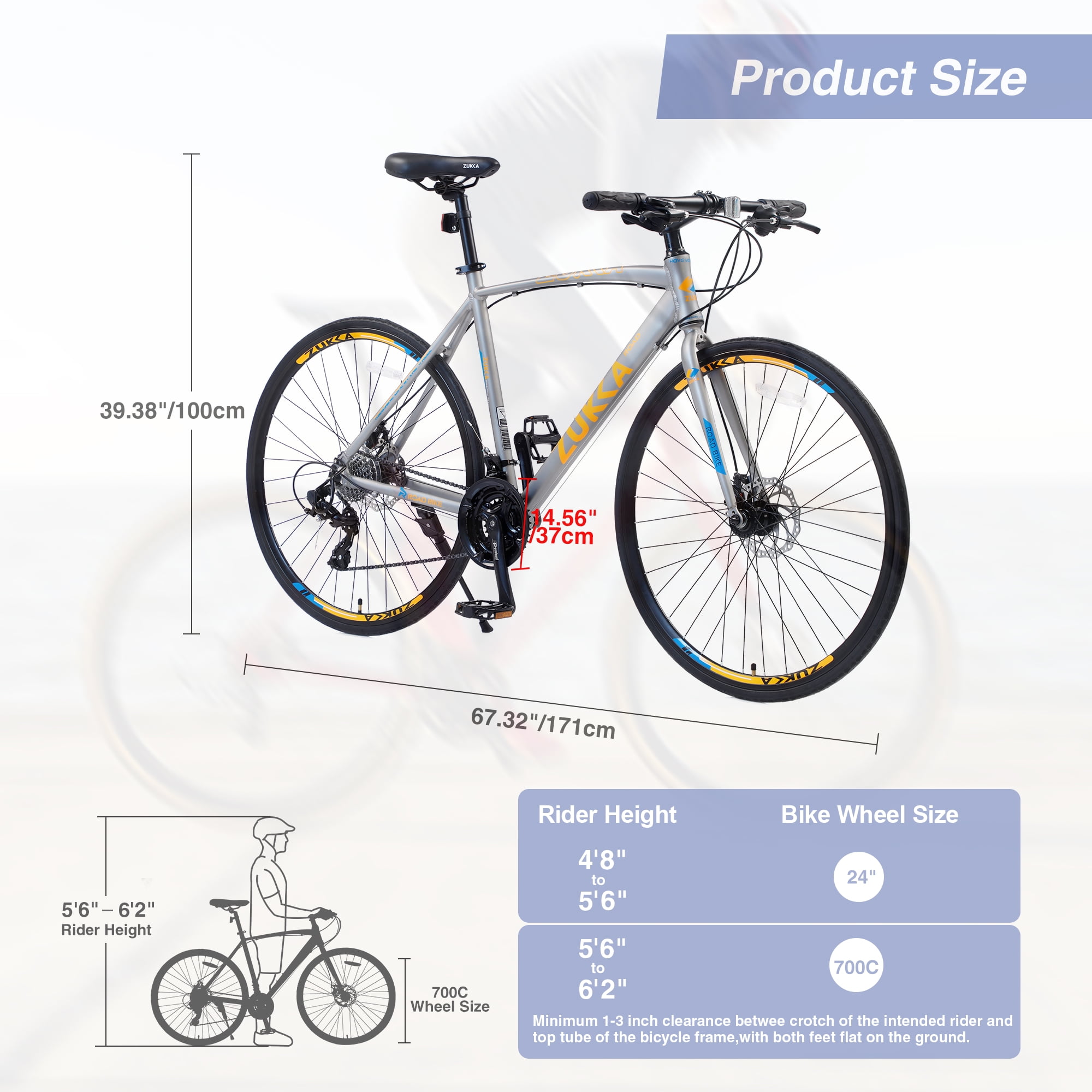 Ambifirner 700C Road Bike for Adult Shimano 7 Speed Road Bike Hybrid Road Bicycle Carbon Steel Frame/Dual-Disc Brakes