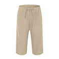 thumbnail image 6 of felwors Capris Pants for Women Cotton Linen Casual Summer 2025 Straight Wide Leg Loose Drawstring Elastic Waist Cropped Trouser Khaki, S, 6 of 8