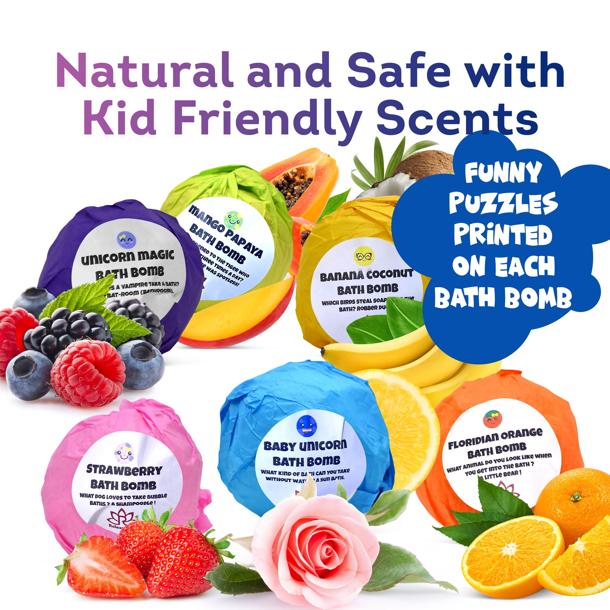Bath Bombs for Kids with Surprise Inside Cute Unicorn Toys Handmade in USA Natural and Safe by Relaxcation
