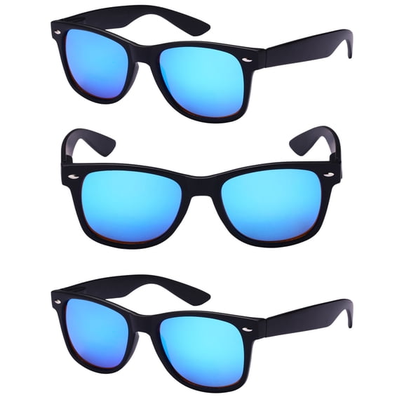 3 Pair of Unisex Reading Sunglasses - Full Frame Sun Readers (non bifocal) - Blue/Blue - 2.00