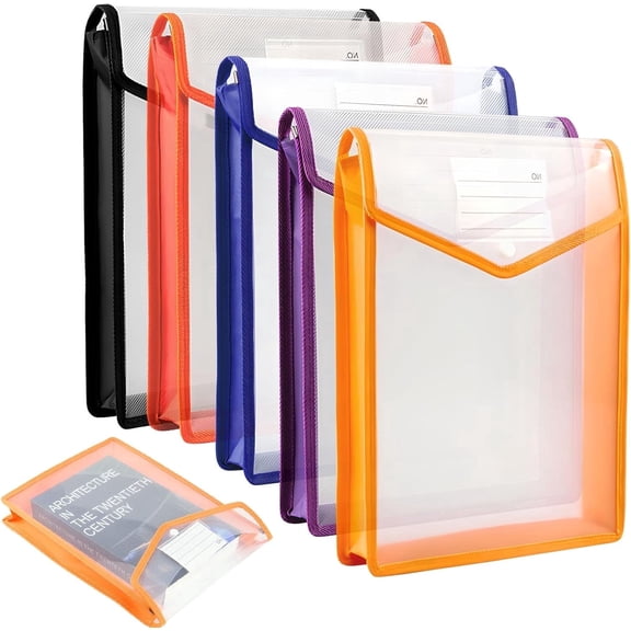 FacoFaco Document Wallet A4 Document Folder with Press Stud, A4 Transparent Pocket Filing for School Office Home