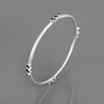 thumbnail image 4 of Handmade Natural Emerald Gemstone Bangle in 925 Sterling Silver – 12.20g Bezel Set Round Green Stones, Artisan Jewelry Gift for Women – Size 2.375 Inches, 4 of 5