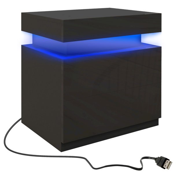 Nightstand, Side Table w/ LED Lights, for Bedroom Walmart.ca