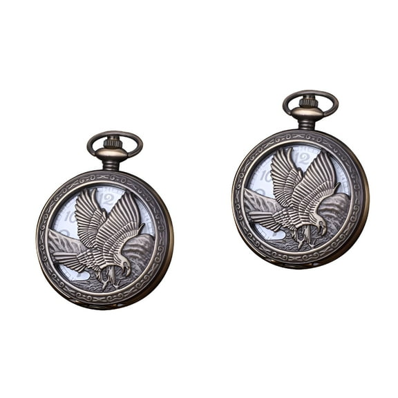 DESIGNICE Pocket Watch Necklace Locket 2 Pack Chained Hanging Watches Clothing Accessories Men and Women