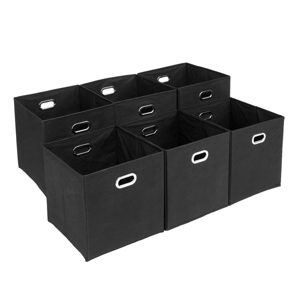 6 PCS Foldable Fabric Storage Bins Set of 6 Cubby Cubes with Handles Black 