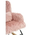 thumbnail image 3 of Comfortable Rocking Chair Nursery, Reading Chair with Lazy Plush Upholstery and Waist Pillow, Nap Armchair with Solid Wood Legs for Living Room Bedroom Apartment, Pink, 3 of 9