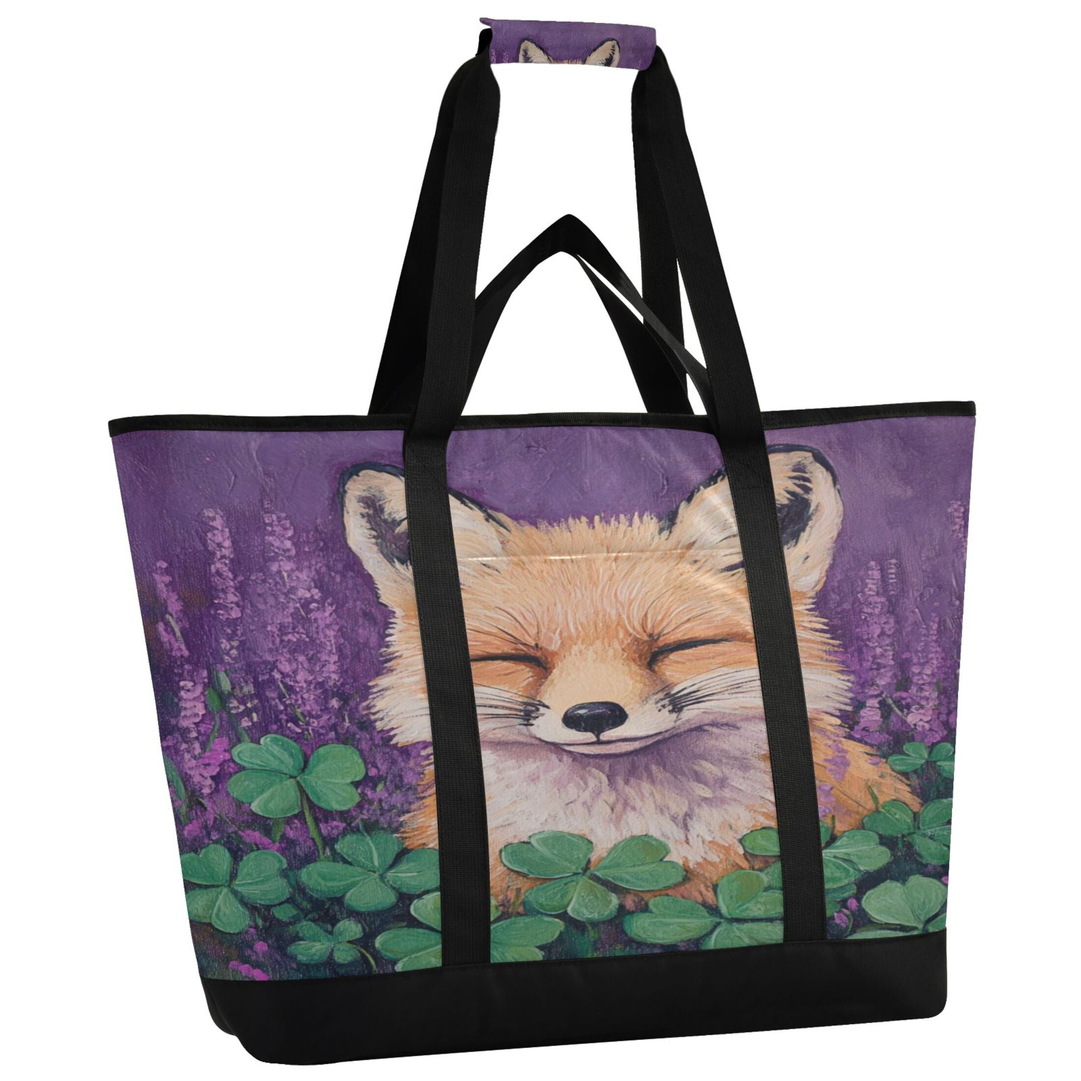 Large Hand-held Ice Pack Picnic Bag Insulation and Refrigeration Suitable for Shopping Picnics and Camping Cute Sleeping Fox