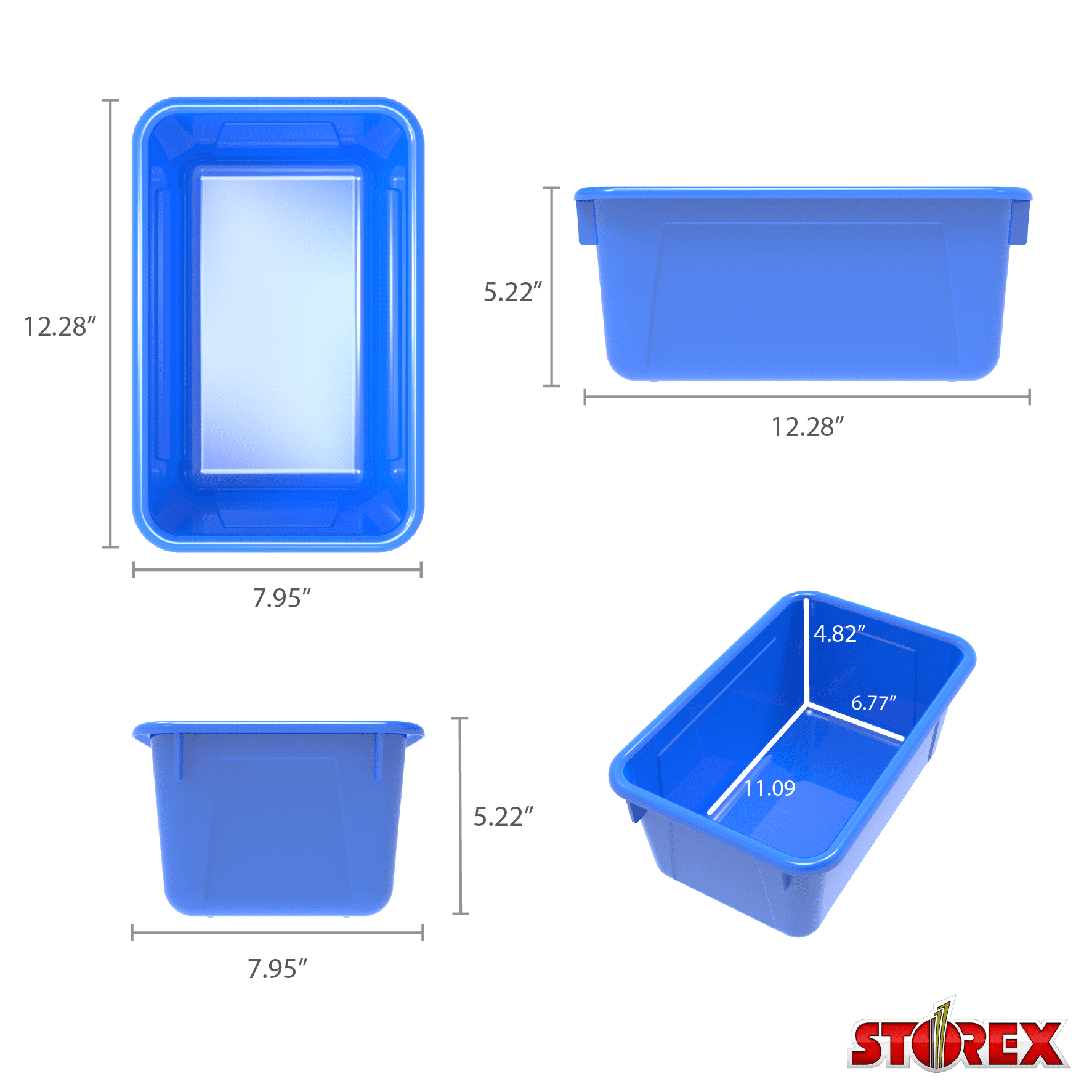 Storex Plastic Cubby Bin, Kids' Craft and Supply Storage, Assorted Colors, 5-Pack