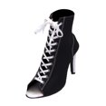 thumbnail image 6 of BdTemWBs Dance Heels High Heels for Women Open Toe eels Women Lace Up Decor Dance Shoes with Zipper (Black-1,8), 6 of 8