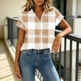 thumbnail image 6 of Ihhxva Tops for Women Plaid Button-Up Blouse Fit Button Detail Moisture-Wicking V-Neck Short Sleeve Shirt S-2XL, 6 of 7