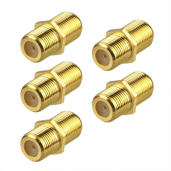 VCELINK 5-Pack Coaxial Cable Connector, F-Type Coax RG6 Cable Extension Adapter Gold Plated