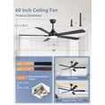thumbnail image 4 of Lokivas 52" Modern Black Ceiling Fan with Light and Remote Control, Bedroom, Living Room,Ultra-Quiet DC Motor, Bright LED Light, 6-Speed, 4 of 7