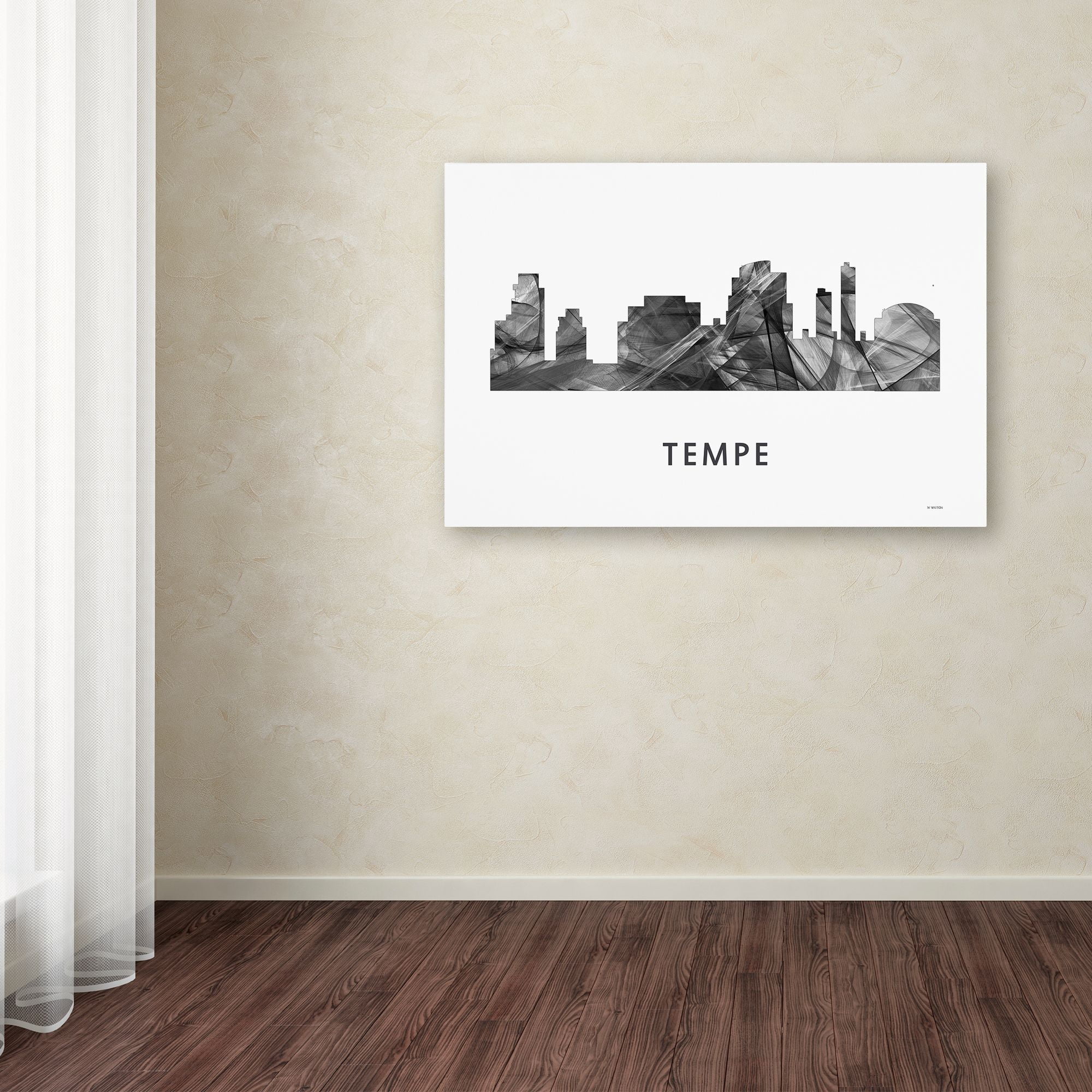 Trademark Fine Art 'Tempe Arizona Skyline WB-BW' Canvas Art by Marlene Watson