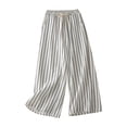 thumbnail image 2 of Endives Women's Linen Pant Striped Print Solid Color Elegant Cotton Linen Wide Leg Pants Loose Casual Pants Work Wear White, 2 of 4