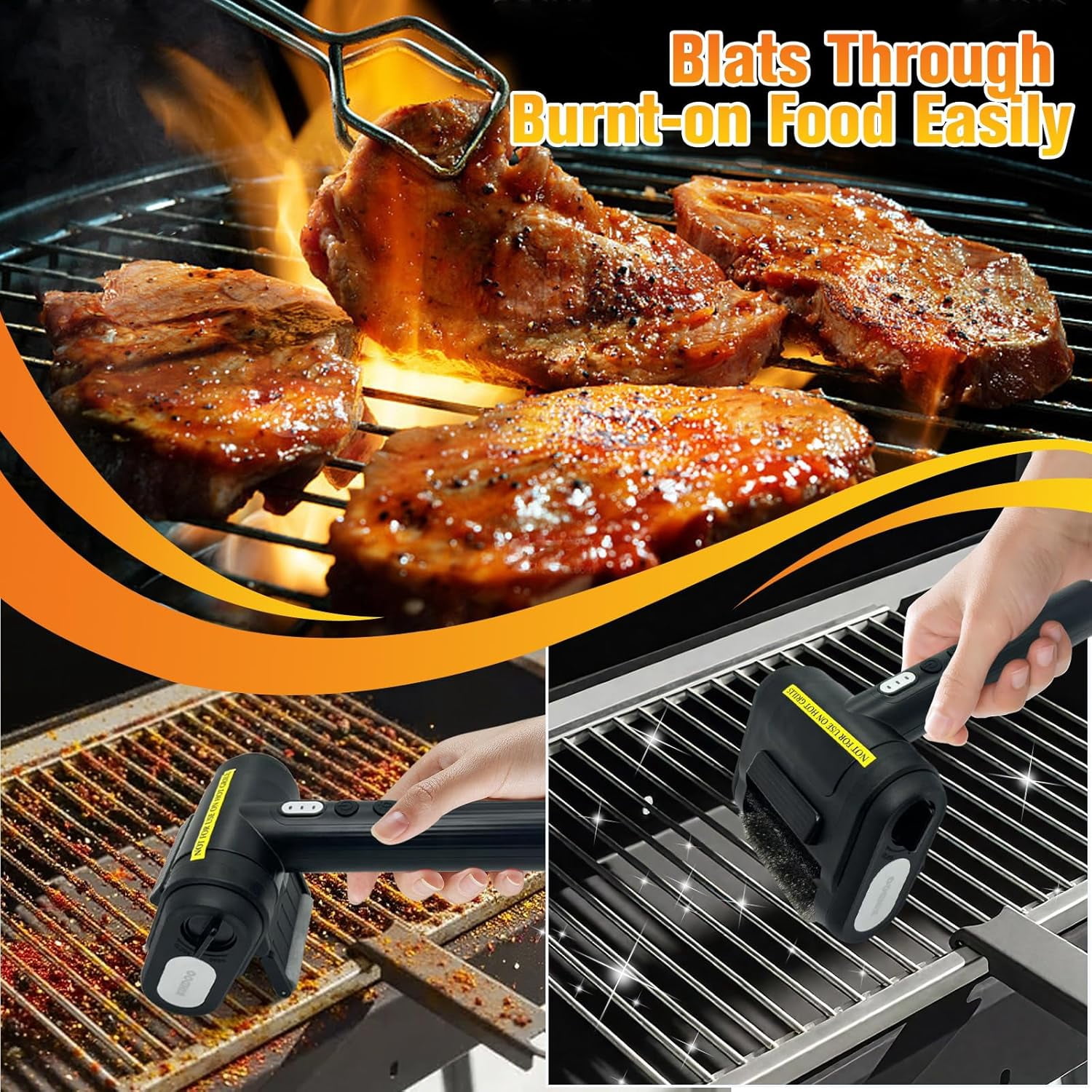 Electric Grill Brush Bristle for Outdoor Grill, Grill Cleaning Brush Rechargeable BBQ Cleaner Brush Head,Safe Grill Brush with Scraper for Cast Iron Stainless-Steel Grates,Black