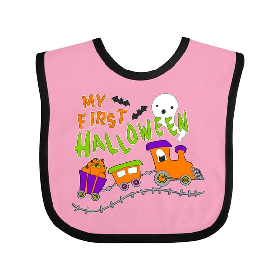 Inktastic My First Halloween- Train with Pumpkins, Bats, Cat,and Ghost Boys or Girls Baby Bib