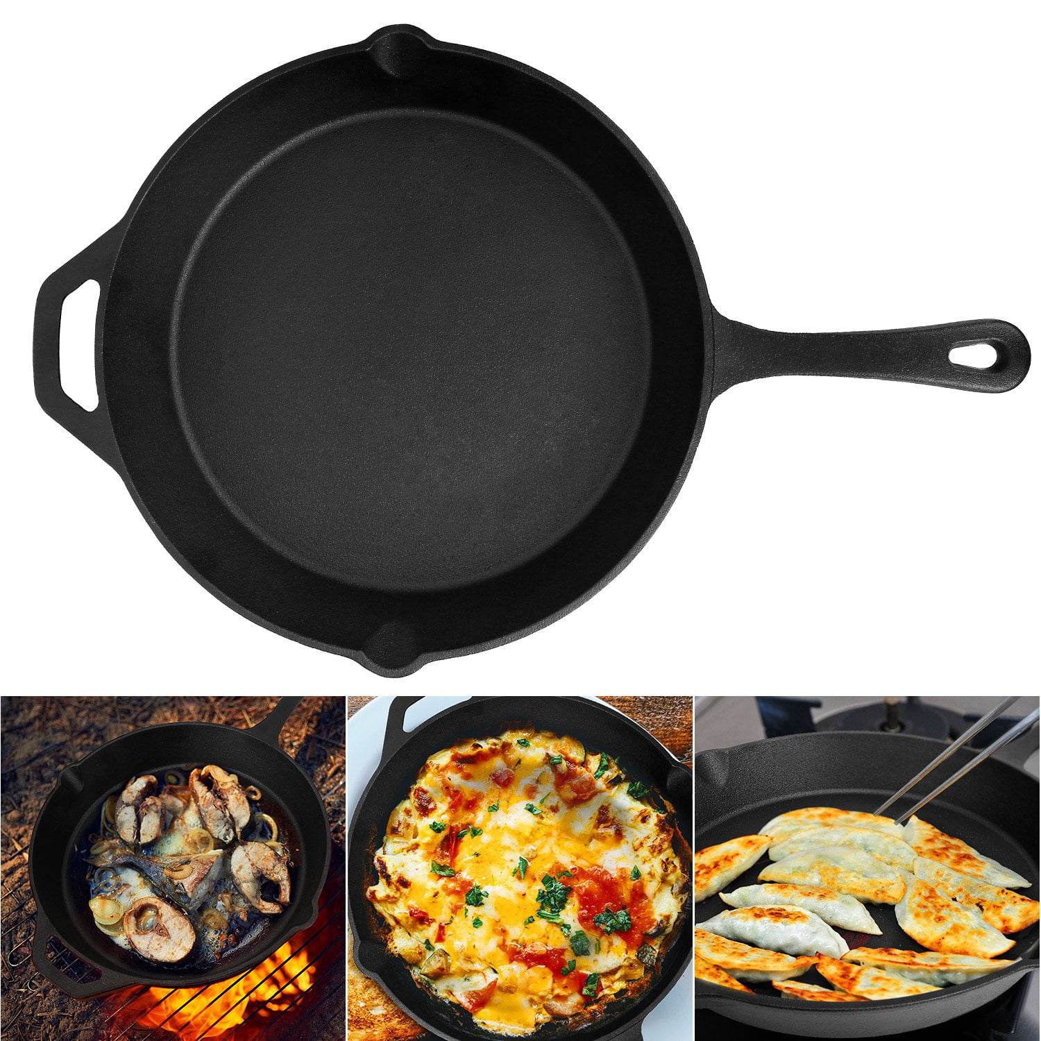 3pcs/Set Non-Stick Cast Iron Frying Griddle Pan For Barbecue Grill Fry Bbq Roast 