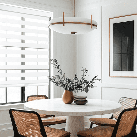 SUNOFF Zebra Blinds – Cordless & Custom Size Dual-Layer Shades, Modern & Safe Design for Home or Office!30" W x 72" H, White