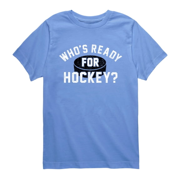 Instant Message - Who's Ready For Hockey - Youth Boys Short Sleeve Graphic T-Shirt
