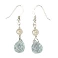 thumbnail image 3 of Aqua Glass Briolette Freshwater Cultured Pearl Lariat Necklace Toggle Earrings, 3 of 4