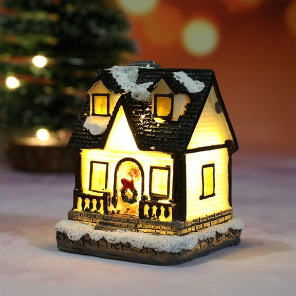 Christmas Resin House Decoration, LED Light Xmas Village Ornament, Holiday Party Decorations, Christmas Eve Home Decor, Festive Winter Wonderland Accessories, Santa Claus Gift