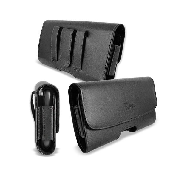 TMAN iPhone 11 Leather Holster Case with Belt Clip and Magnetic Closure - Black