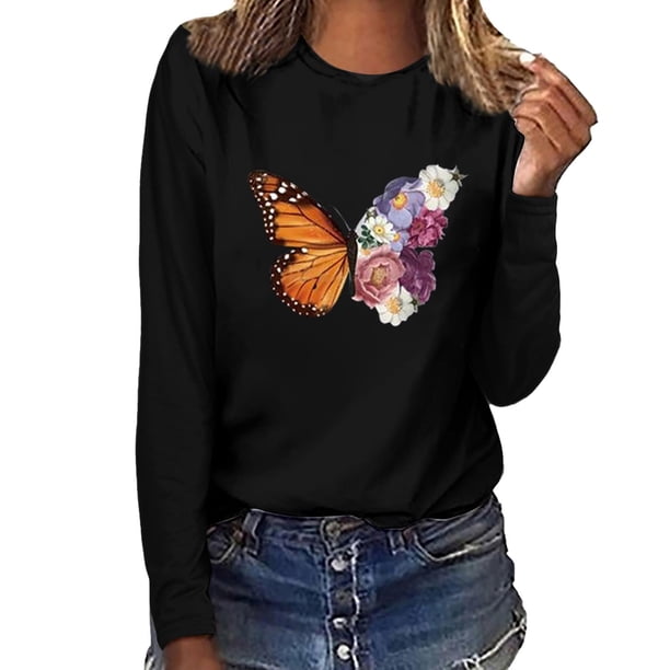Puntoco - Camiseta de manga larga con cuello redondo y estampado de talla grande para mujer Puntoco Puntoco-1089