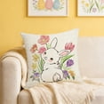 thumbnail image 3 of SIYTUAU Easter Theme Linen Pillow Cover 45X45 Cm Square Cushion Cover With Rabbit Print For Sofa Couch Home Decor D, 3 of 7