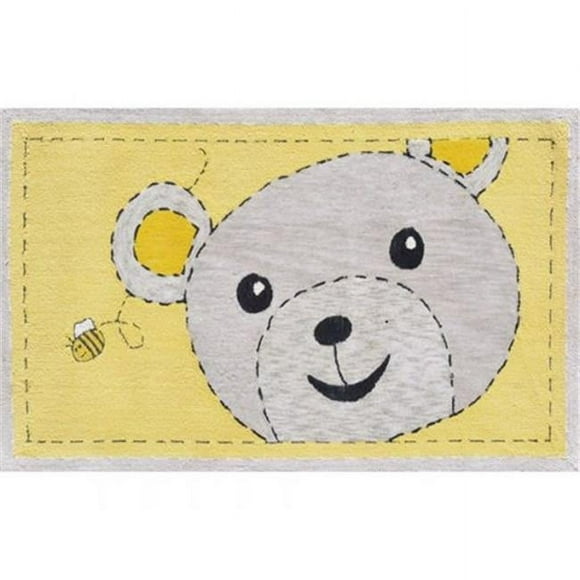 The Rug Market 11852B 2.8 x 4.8 Kids Bee-Z-Bear Rug - Yellow & Gray