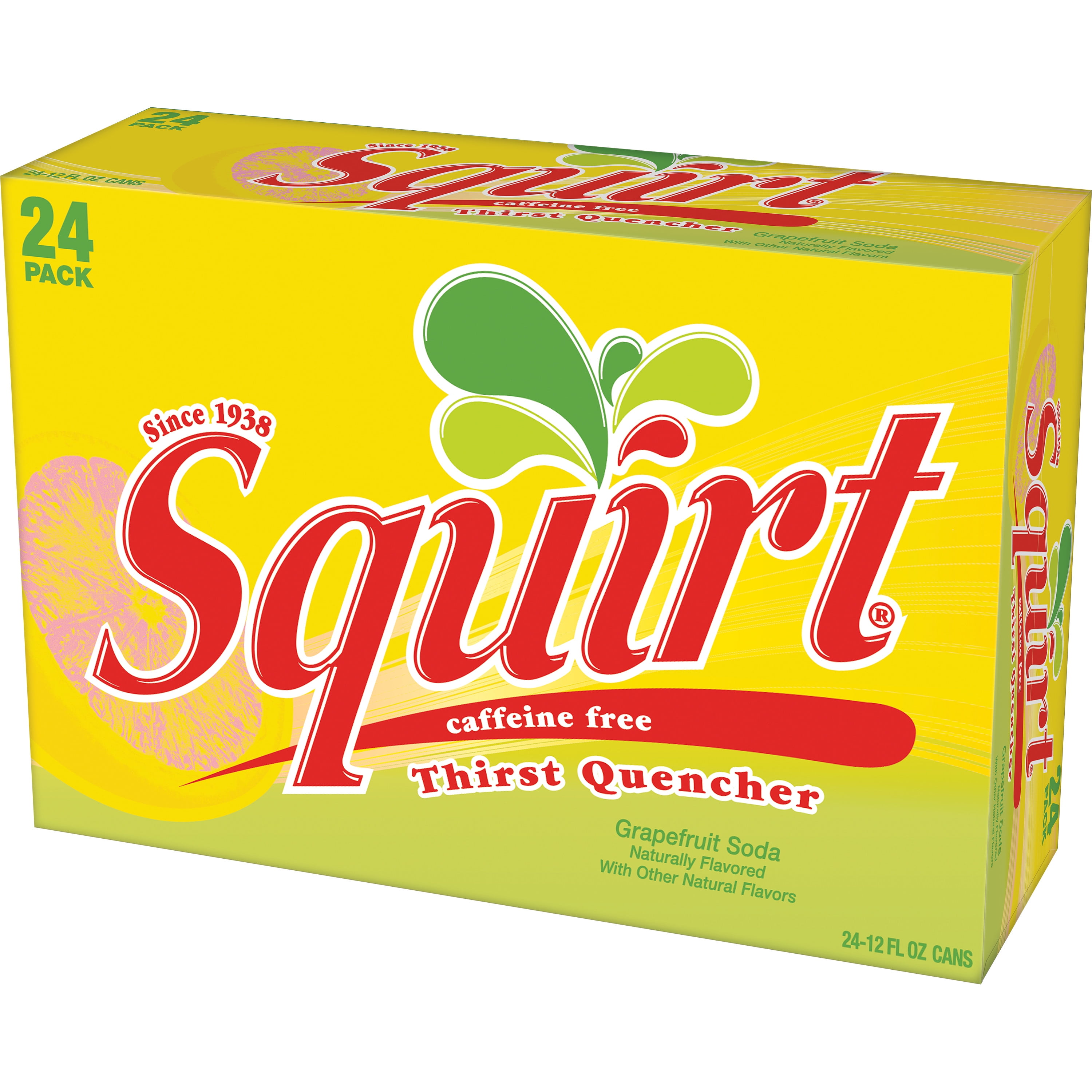 Squirt Caffeine Free Grapefruit Soda Pop, 12 fl oz, 24 Pack Cans