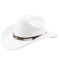 thumbnail image 3 of Timeless Western Cowboy Hat for Outdoor Adventures with Curved Brim Ideal for Travel Riding and Daily Leisure, White, 3 of 3