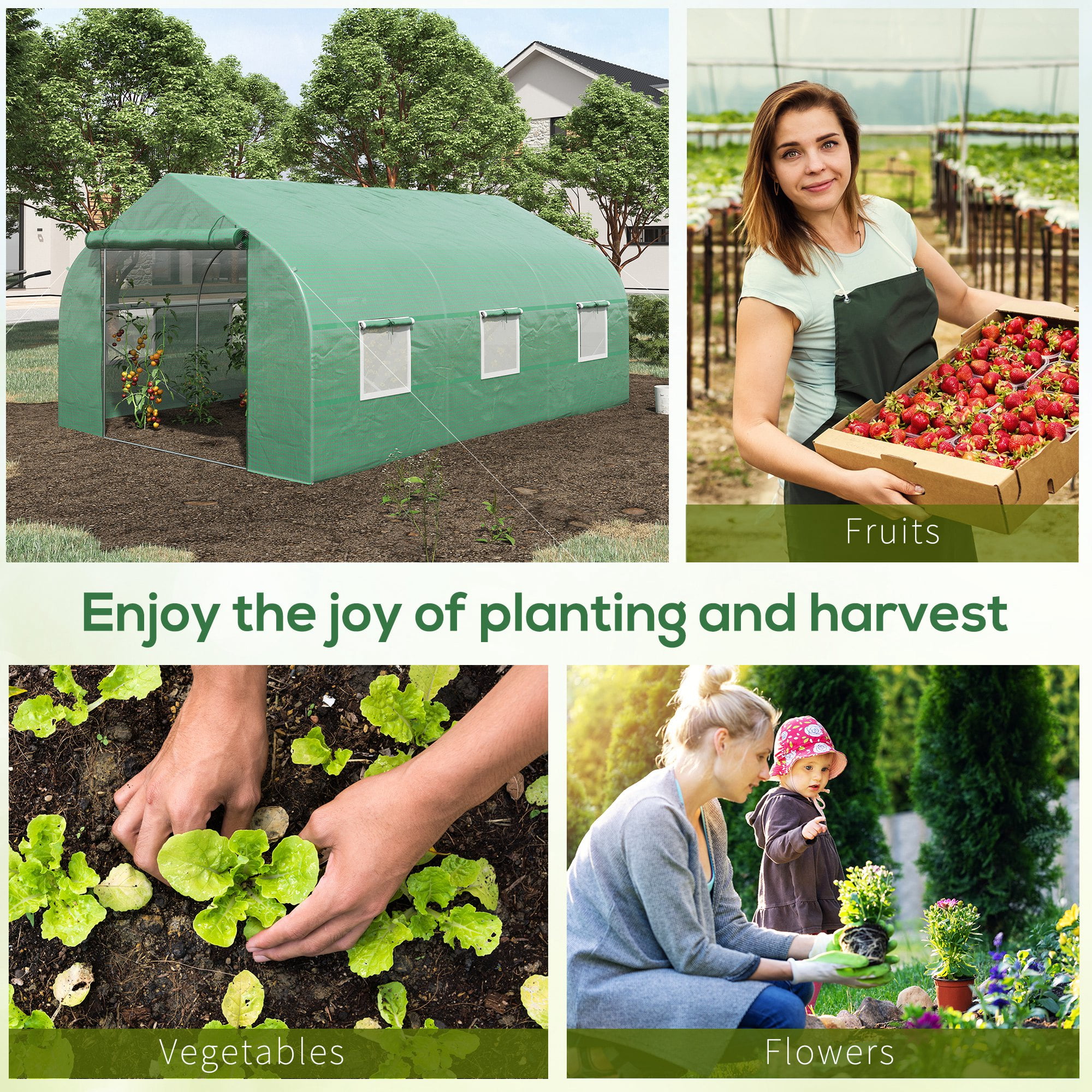 Outsunny 11.5' x 10' x 6.5' Outdoor Walk-In Tunnel Greenhouse Hot House