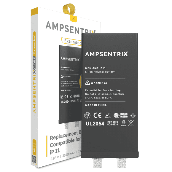 Replacement Replacement High Capacity Battery Core Compatible With iPhone 11 (Spot Welding Required) (AmpSentrix Core Extended)