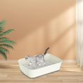 thumbnail image 3 of ZOUSSIQI Cat Litter Box, Kitten Potty Pan, Prevent Sand Leakage, Open Litter Box, Open Kitty Litter Pan Open Top Cat Litter Tray for Kitty Rabbit, White CA919-61764, 3 of 7
