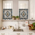 thumbnail image 3 of Vintage Flowers Pattern Curtain Valances Set Yellow Blue Traditional Bohemian Kitchen Curtains 24&nbsp;inch Length Rod Pocket Valance and Tiers 3 Piece Set Small Bedroom Bathroom Laundry Decor, 3 of 9