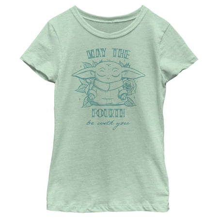 Girl's Star Wars: The Mandalorian Grogu May the Fourth Be With You Graphic Tee Mint X Small