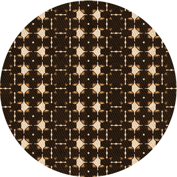 Ahgly Company Machine Washable Indoor Round Transitional Light Brown Area Rugs, 5' Round