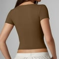 thumbnail image 5 of Women's T-Shirts Slim Fit Button Up Crop Top for Night Out - Stylish Short Sleeve Apparel, 5 of 7