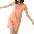 thumbnail image 1 of Timegard Robes de Nuit pour Femmes Pyjamas Col Rond Manches Courtes Ample Confortable Décontractée Robe de Maison avec Soutien-Gorge, 1 of 8