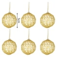 thumbnail image 3 of 3/6 piezas de bolas navideñas doradas, bolas navideñas con polvo dorado y escamas, adornos colgantes para fiestas, 3 of 5