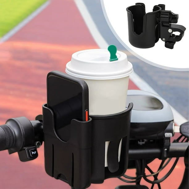 YiJuHui 2-in-1 Bike Cup Holder with Phone Mount, Universal Water Bottle Holder for Bicycle Stroller, Non-Slip Drink Holder for Handlebar, Secure Beverage and Cell Phone Carrier for Cycling Fitness